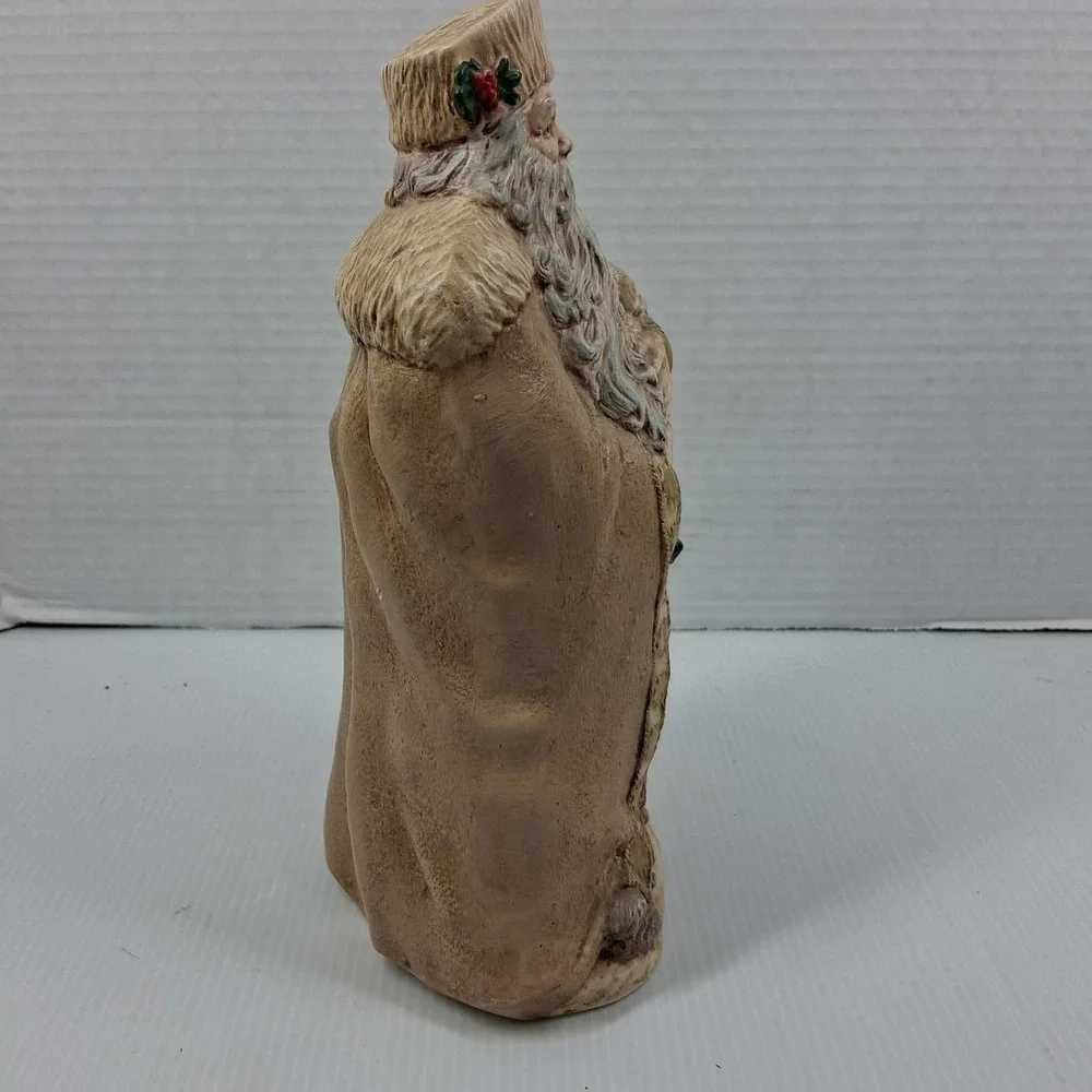 Old World Woodland Santa Figurine Father Christmas with Forest Animals Tan 10in